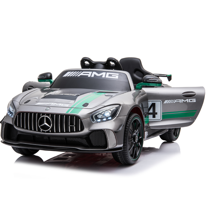 Kids Electric Ride On Car Mercedes GT4 AMG Silver Gloss - Image 2