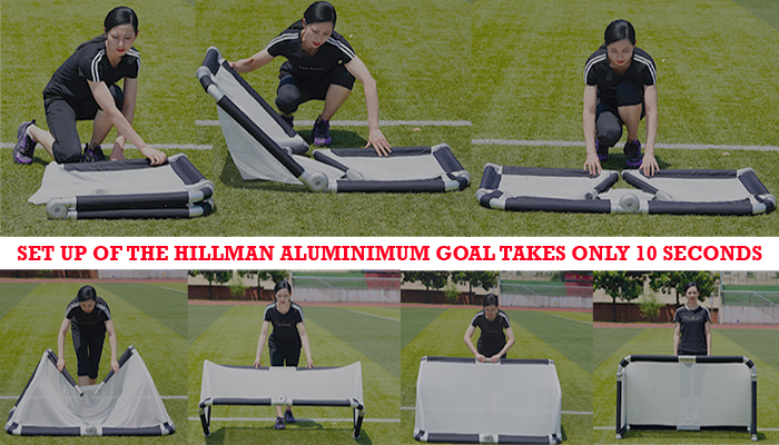 Hillman 4ft x 2.5ft Aluminium Folding Football Goal -2 Pack