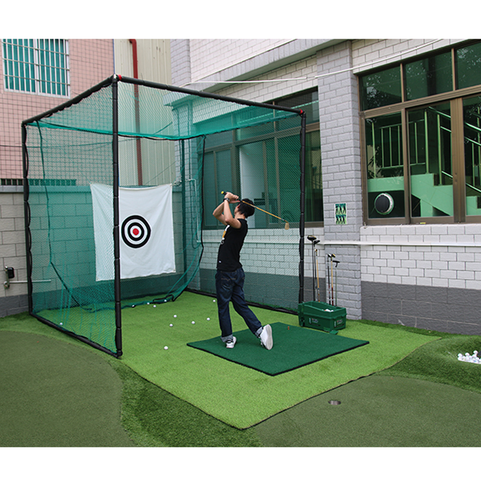 Hillman PGM 2m Heavy Duty Golf Practice Cage Deluxe Practice Mat with Tee And Ball Dispenser Package