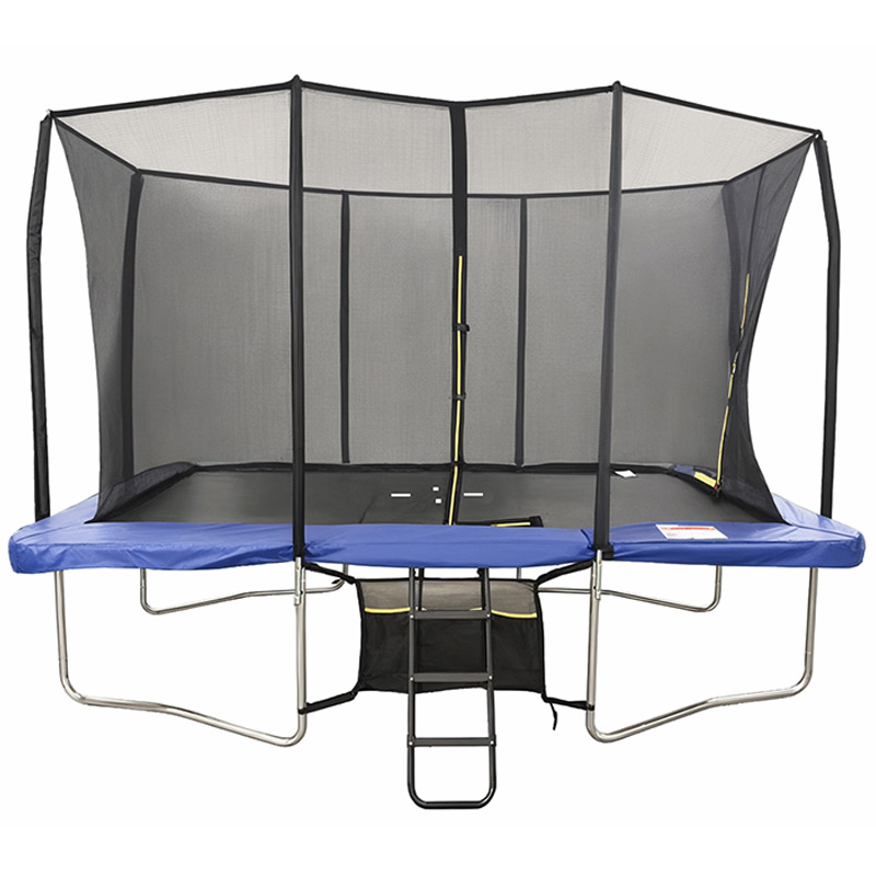 8x12ft Rectangular Trampoline with Safety Enclosure Grey – Free Ladder & Shoe Tidy