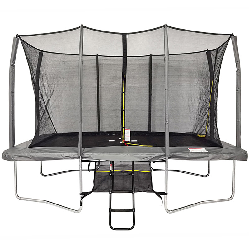 8x12ft Rectangular Trampoline with Safety Enclosure Grey – Free Ladder & Shoe Tidy