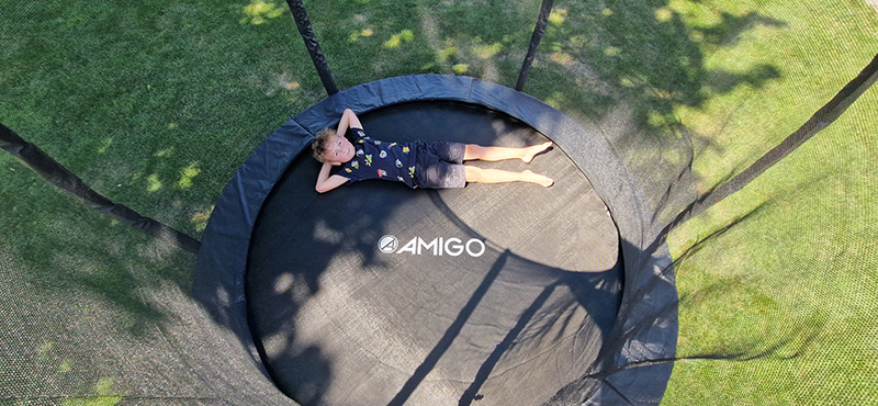 Amigo 8ft Powder Coated Trampoline with Enclosure and Basketball Free Shoe Tidy & Ladder