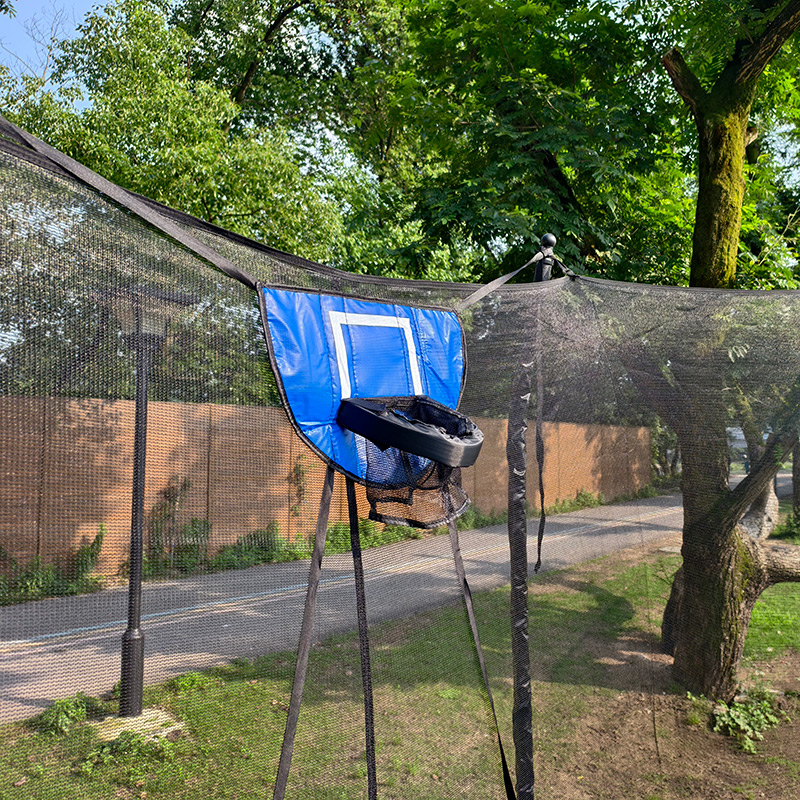7x11ft Rectangular Trampoline with Safety Enclosure Grey FREE Ladder & Basketball Game