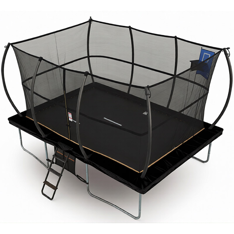9x14ft Rectangular Trampoline with Safety Enclosure Black - Free Ladder Shoe Tidy Anchor Kit Basketball