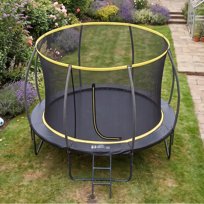 Big Air Orbit 12ft Powder Coated Trampoline with Safety Enclosure Free Ladder Cover & Anchor Kit