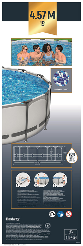 Bestway 15ft x 42inch Steel Pro Max™ Above Ground Swimming Pool With Filter Ladder & Cover