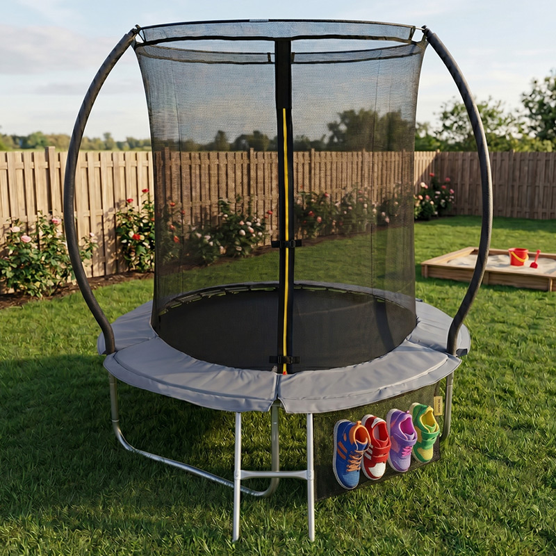 Big Air 6ft Trampoline & Safety Enclosure Free Shoe Tidy & Ladder – Grey