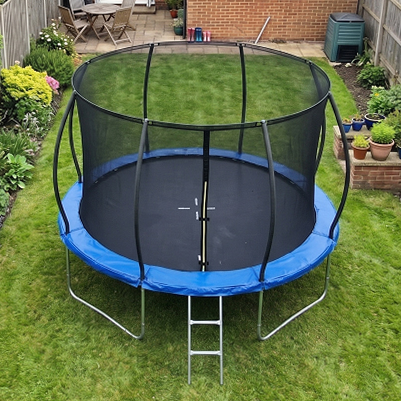 16ft Trampoline & Enclosure Free Shoe Tidy & Ladder – Blue