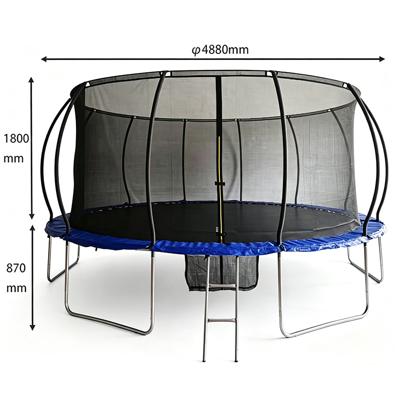 16ft Trampoline & Enclosure Free Shoe Tidy & Ladder – Blue