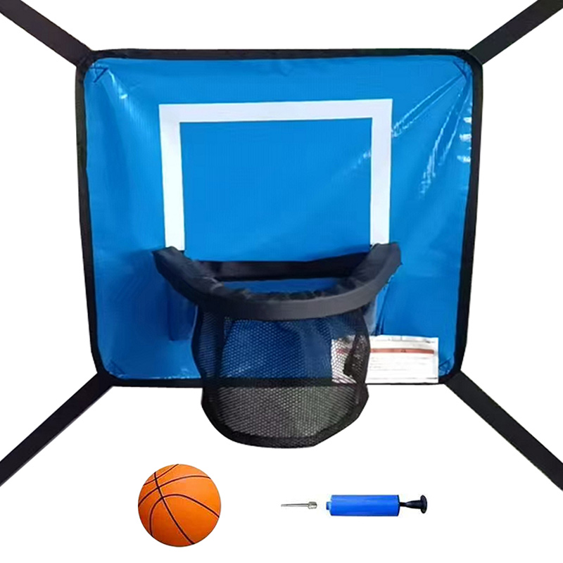 10x17ft Rectangular Trampoline with Safety Enclosure Grey - Free Ladder Shoe Tidy Anchor Kit Basketball