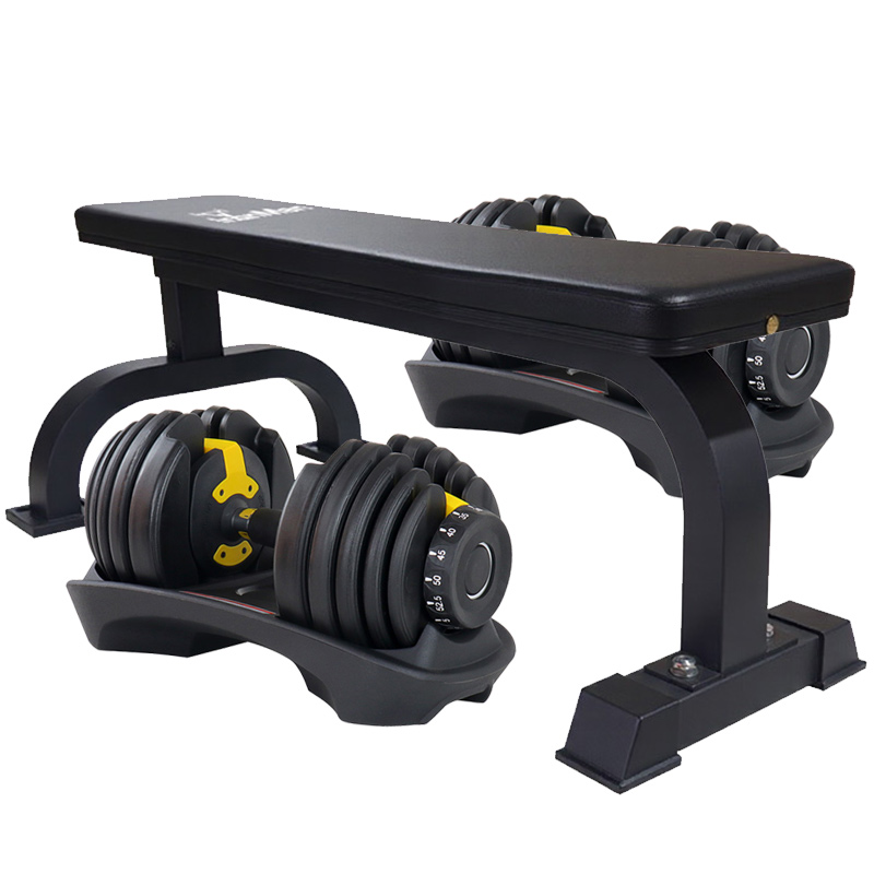 IronMan Flat Weight Training Bench & 24kg Adjustable Dumbbell Pair Set