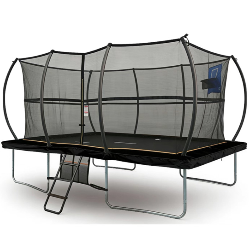 10x15ft Rectangular Trampoline with Safety Enclosure Black - Free Ladder Shoe Tidy Anchor Kit Basketball