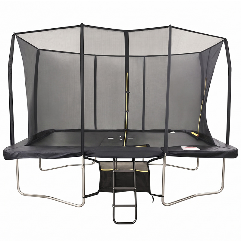9x14ft Rectangular Trampoline with Safety Enclosure Black – Free Ladder & Shoe Tidy