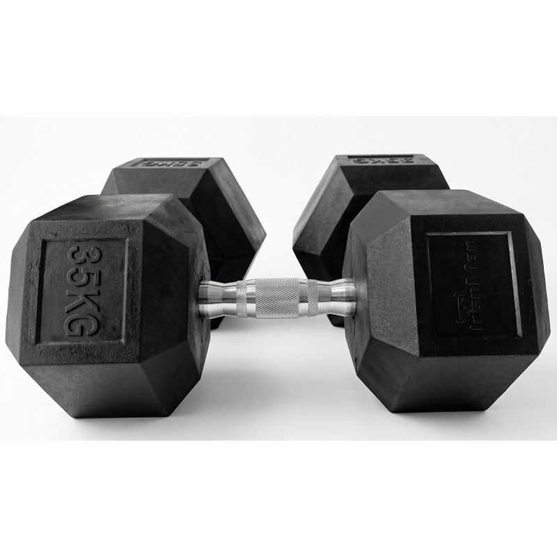 Ironman Rubber Coated Hex 35kg Dumbbell Pair