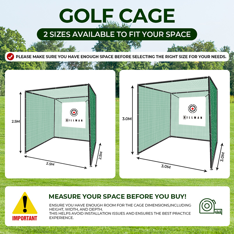 Hillman 2.5m Powder Coated Golf Practice Cage Hitting Mat with Tee and Ball Dispenser Package - Image 4