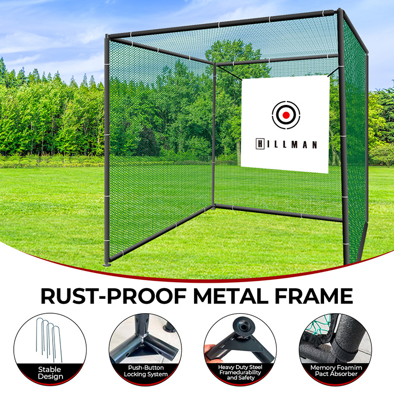 Hillman 2.5m Powder Coated Golf Practice Cage Hitting Mat with Tee and Ball Dispenser Package - Image 10