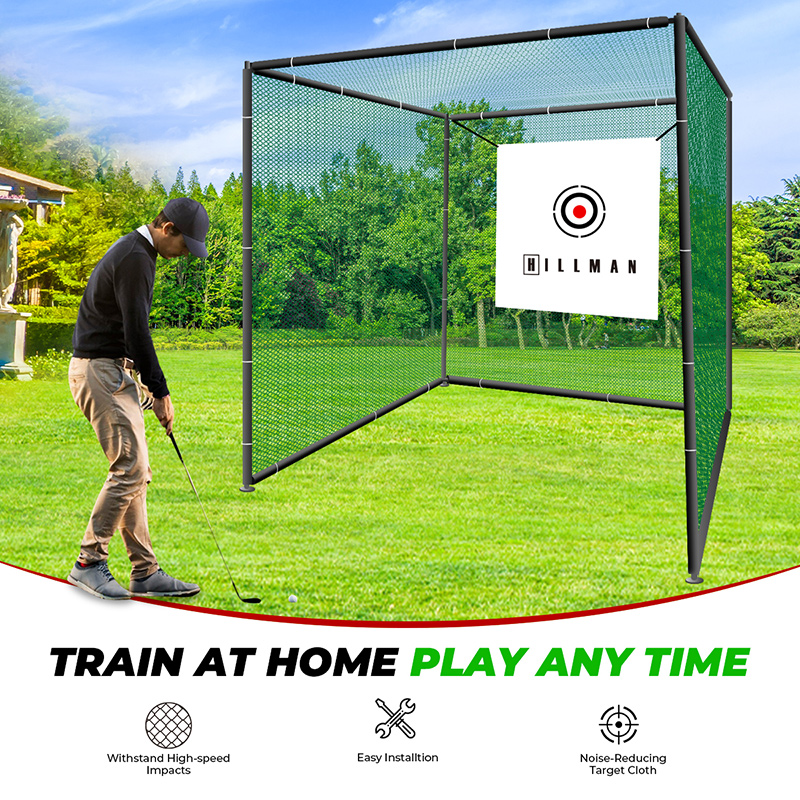 Hillman 2.5m Powder Coated Golf Practice Cage Hitting Mat with Tee and Ball Dispenser Package - Image 11